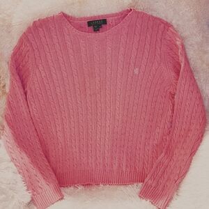 Ralph Lauren  Pink Cable Knit Sweater Women's XL